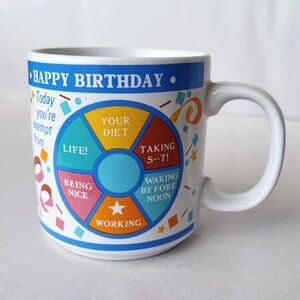 Vintage 1990s Happy Birthday Novelty Mug